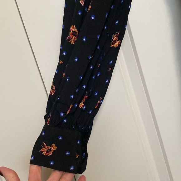 Free People Two Faces Smocked mini Dress Womens S Floral Stars square neck flowy - Picture 5 of 14